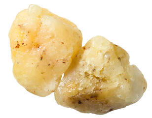 Natural elemi resin isolated on white background, top view.