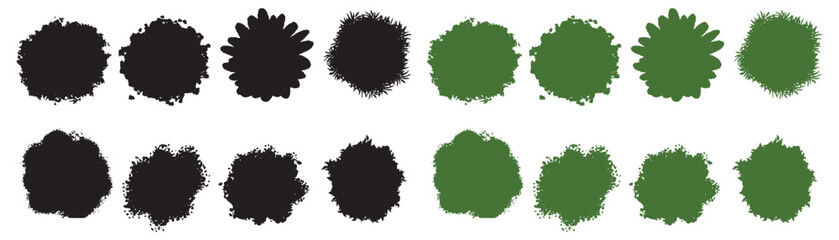 Vector set of watercolor blooming green tree top view isolated on white backdrop for landscape plan and architecture drawing, botanical elements for environment and garden flowers spring. Leaf sketch © Md