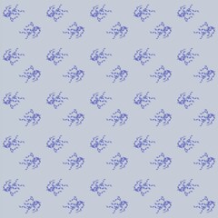 seamless  leaf pattern with snowflakes blue background