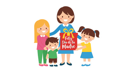Obraz premium Cartoon illustration of a mother receiving a 