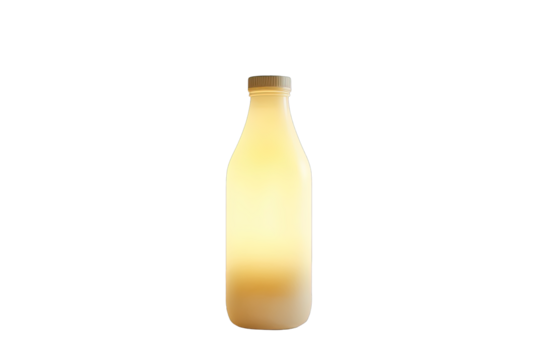 Illuminated glass bottle lamp.  A soft glow