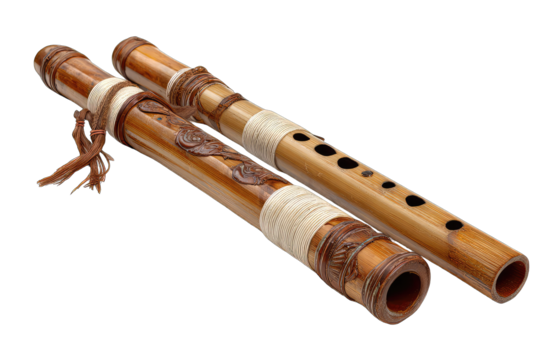 Pair of traditional bamboo flutes