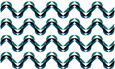 seamless pattern with wavy lines. Bright Indonesian Ethnic Style Batik Background with Abstract Layered Wave Pattern in Blue and Teal on a Pale Green Field.