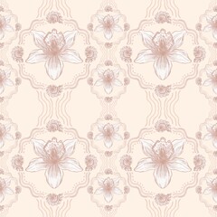 Obraz premium Seashell Pattern Seashell Bow Pattern, Vintage Nautical Seamless Digital Paper, Ocean Beach Clipart, Coastal Shell Design, Cute Summer Printable