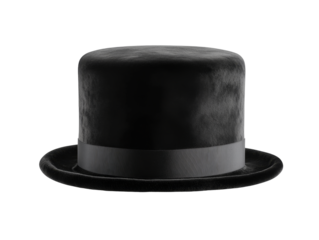 Classic black top hat with satin band showcasing timeless elegance