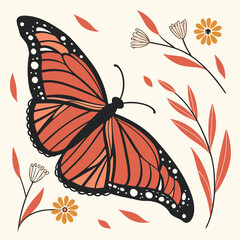 Monarch butterfly with orange and black wings