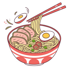 Ramen bowl illustration with chopsticks