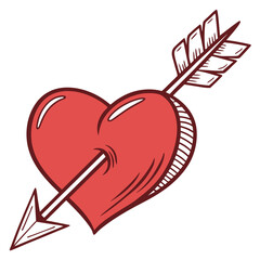 Heart pierced by an arrow, symbol of love