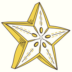 A single starfruit slice, a tropical fruit