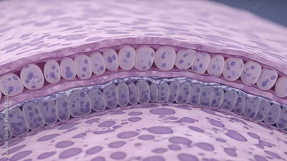 Poster close-up view of layered cell structures showcasing intricate patterns and textures in biological ti