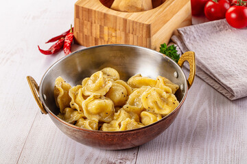Tasty Russian dumplings with meat