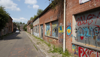 Doel, Belgium,Abandoned village beside imposing Belgian nuclear plant.