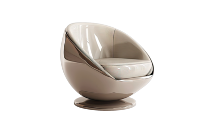 Cream-colored, egg-shaped swivel chair