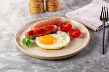 Breakfast with egg and sausages