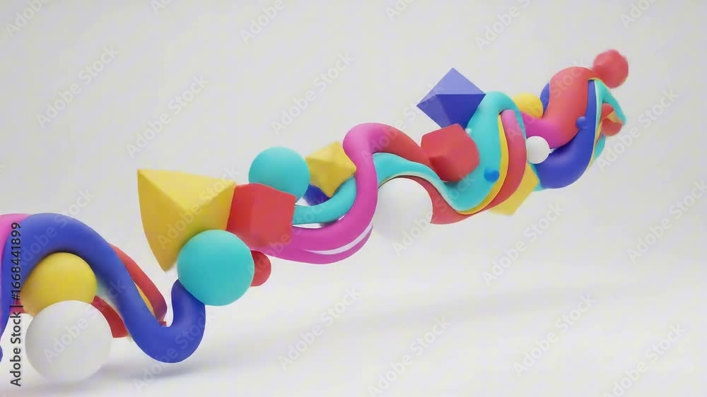 Aufkleber colorful abstract shapes and forms intertwined in a dynamic composition against a white background