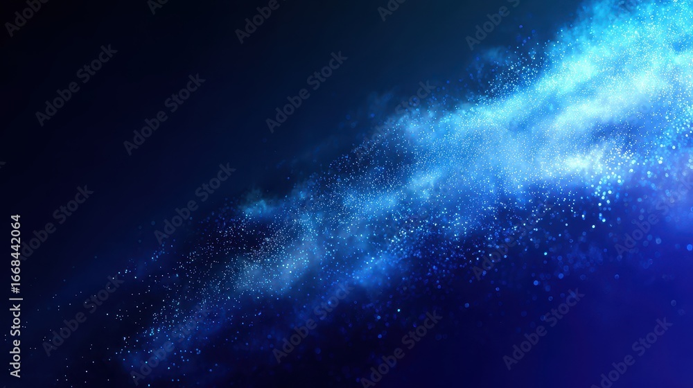 Aufkleber flowing digital data streams with turquoise particles on a dark background