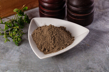Ground dry black pepper powder
