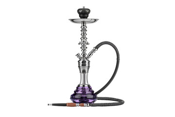 Obraz premium Elegant Purple and Silver Hookah on Black Background