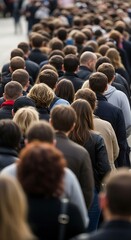 People standing in a long line.