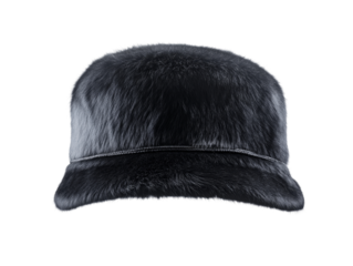 Elegant black faux fur hat with soft texture and stylish design