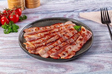 Fried pork bacon for breakfast