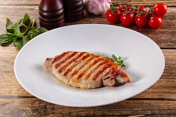 Juicy grilled pork fillet steak