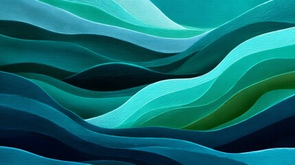 Obraz premium Abstract Waves in Blue and Green Tones Creating a Tranquil Fluid Motion Background
