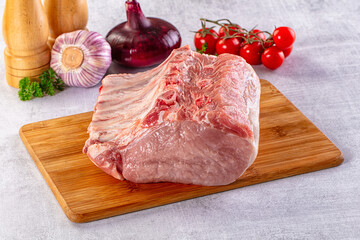 Raw pork loin with bone