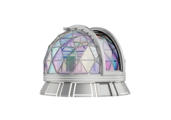 Futuristic observatory dome isolated on transparent background, showcasing modern architecture and advanced telescope technology for space exploration and astronomy