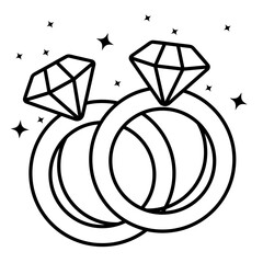 Engagement rings in flat vector style