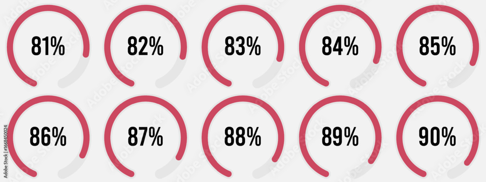 Fototapete set of circular sector percentage diagrams meters from 1 to 100 ready-to-use for web design, user in