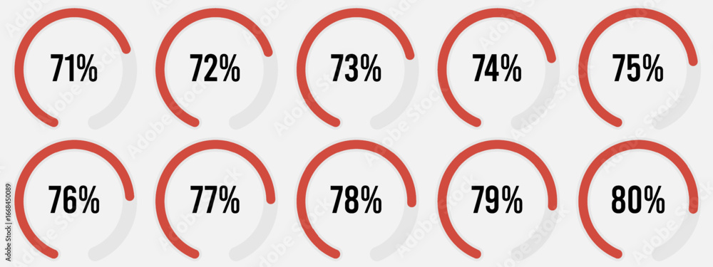 Fototapete set of circular sector percentage diagrams meters from 1 to 100 ready-to-use for web design, user in