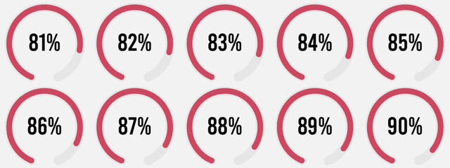 Set of circular sector percentage diagrams meters from 1 to 100 ready-to-use for web design, user interface ui. Set of circular sector percentage diagrams from 1 to 100. 