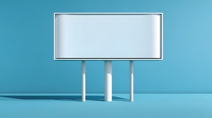 Obraz premium Blank Advertising Billboard Display Against a Solid Blue Background in Minimalist Outdoor Setting