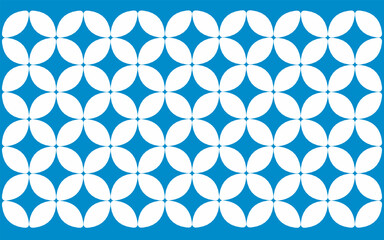 seamless pattern with blue and white flowers. Simple Indonesian Ethnic Style Batik Background Featuring White Interlocking Floral Motif © Mursandi