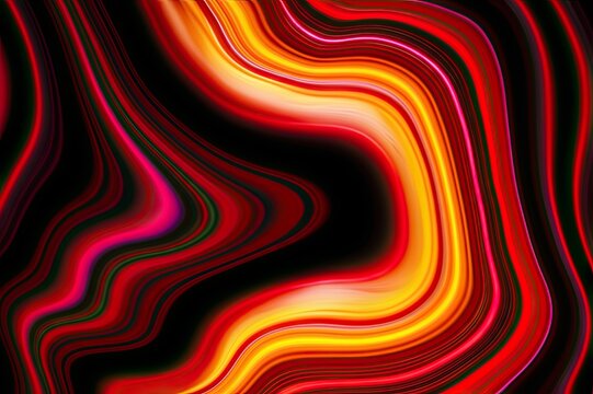 Glowing red, orange, and pink abstract waves with neon fluid motion, futuristic pulsating energy flow, surreal digital liquid art - AI Generated Digital Art