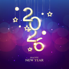 3D 2026 Happy new year letters banner, 2026 Happy new year vector art and illustration. 2026 Happy new year letters banner, Happy new year vector art and illustration. can use for, landing page, templ