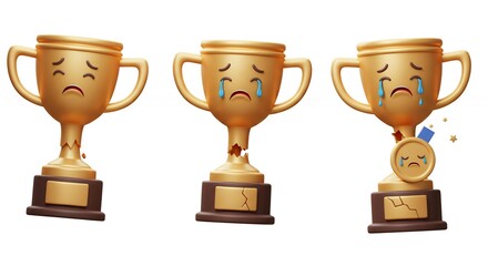 Sad trophies cartoon illustration disappointment emoji