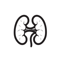 Naklejka premium Vector art of black silhouette of human kidneys, cut in half, , a medical and anatomical vector illustration