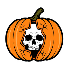 halloween pumpkin with skull