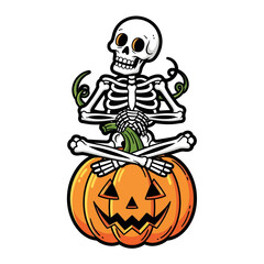 Halloween pumpkin and skull