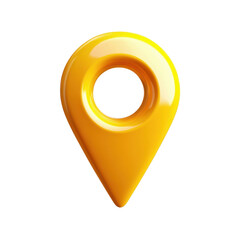 3D yellow location pin icon with a hollow center- representing navigation- direction- and maps in a sleek- modern design. Isolated on transparent background- png.