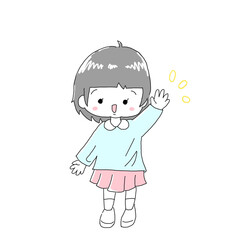 手を上げている子どものイラスト