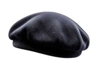 Classic black wool beret with soft texture and elegant design