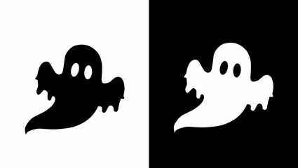 Spooky Ghost Silhouette Halloween Design Black and White Illustration Graphic