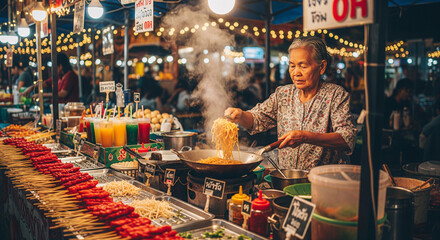 Obraz premium A Thai street food Stall in a food market