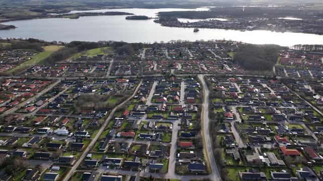 static shot of skyline in skanderborg denmark