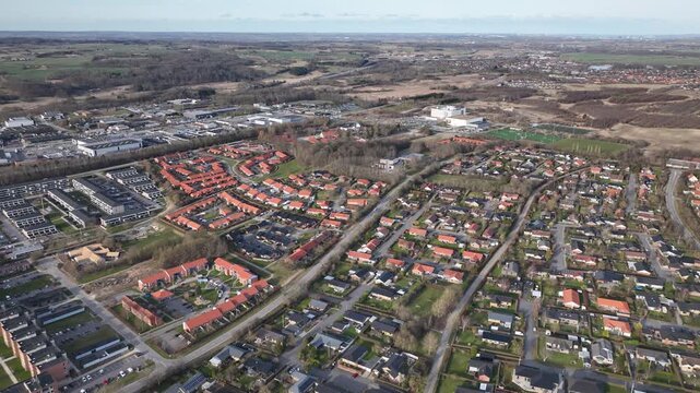 skanderborg aerial view of town in denmark
