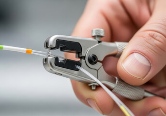 Precision fiber optic splicing, expert tool in action