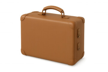 Closed vintage suitcase with leather handle and metal locks, ideal for travel and business, on a transparent background